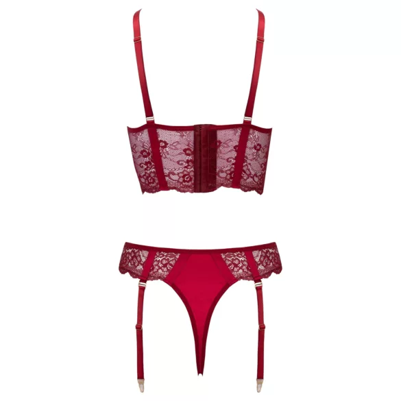 Cottelli - conjunto de dos piezas con liguero de encaje (rojo) - M