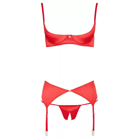 Cottelli - Conjunto de sujetador abierto con corazones - rojo - 80C/M