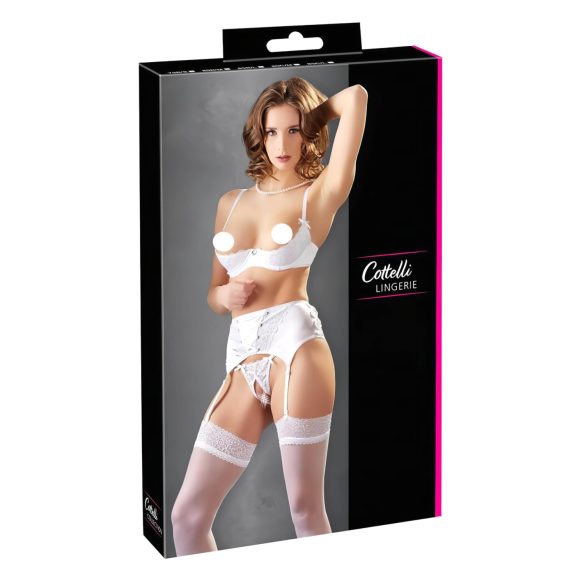 Cottelli - conjunto blanco realzador de encaje con corsé - 80B/M