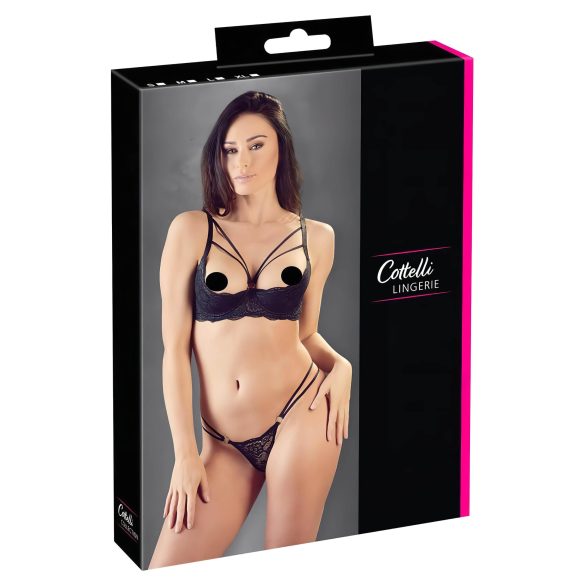 Cottelli - Sujetador anillos con tanga (negro)