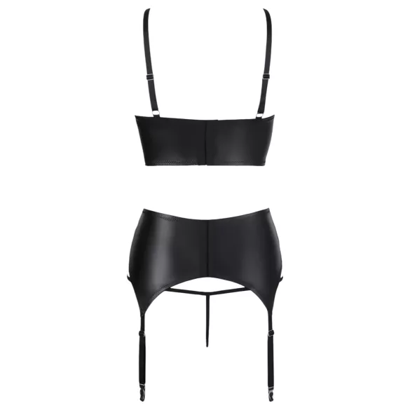 Abierta Fina - conjunto lencería encaje con tirantes brillantes - negro - 85B/L