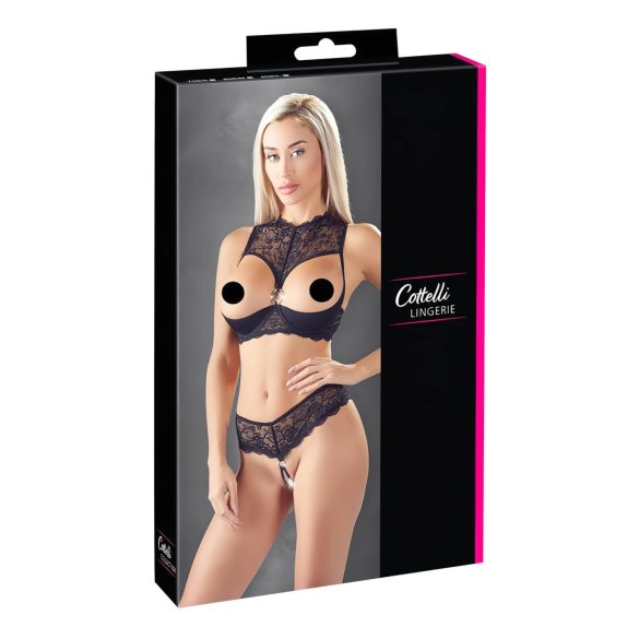 Cottelli - Conjunto de sujetador abierto (negro)