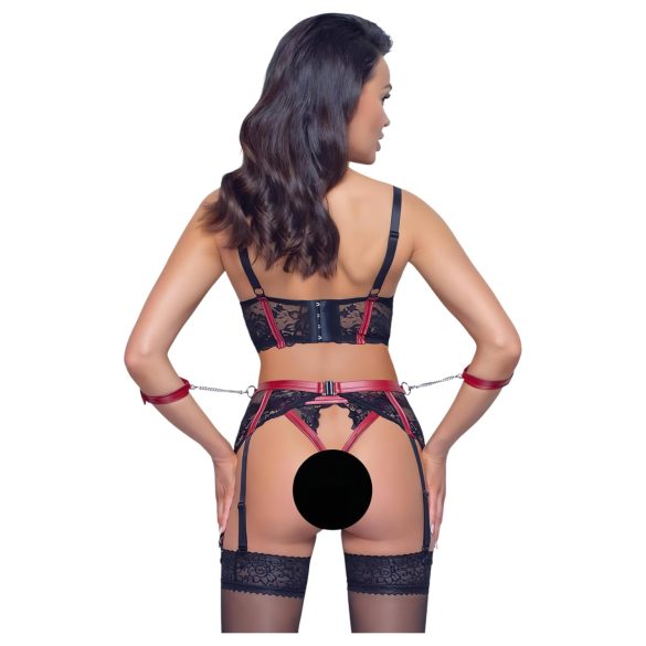 Cottelli Bondage - conjunto lencería bondage - encaje mate - rojo - L