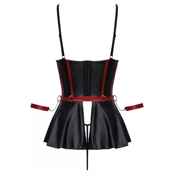 Cottelli Bondage - set lencería brillante con esposas - negro - 85B/L