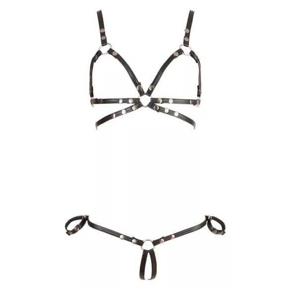 Cottelli Bondage - arnés corporal brillante - bikini - negro - L