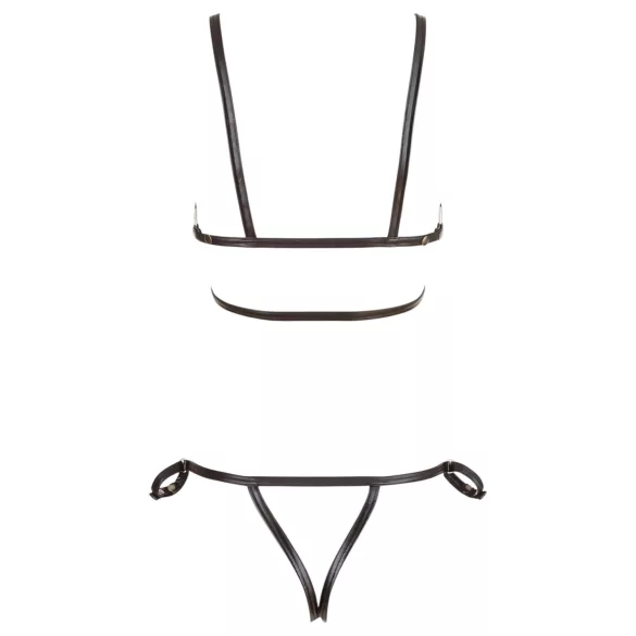 Cottelli Bondage - arnés corporal brillante - bikini - negro - L