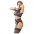 Cottelli Bondage - conjunto de lencería de encaje + esposas (4 piezas) - L
