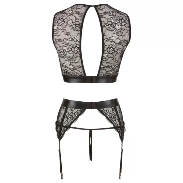 Cottelli Bondage - conjunto de lencería de encaje + esposas (4 piezas) - L