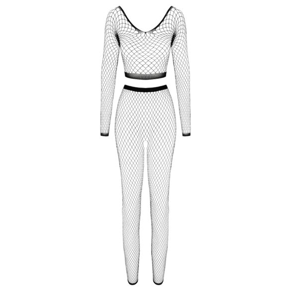 Cottelli - conjunto lencería manga larga de red - negro - S-L