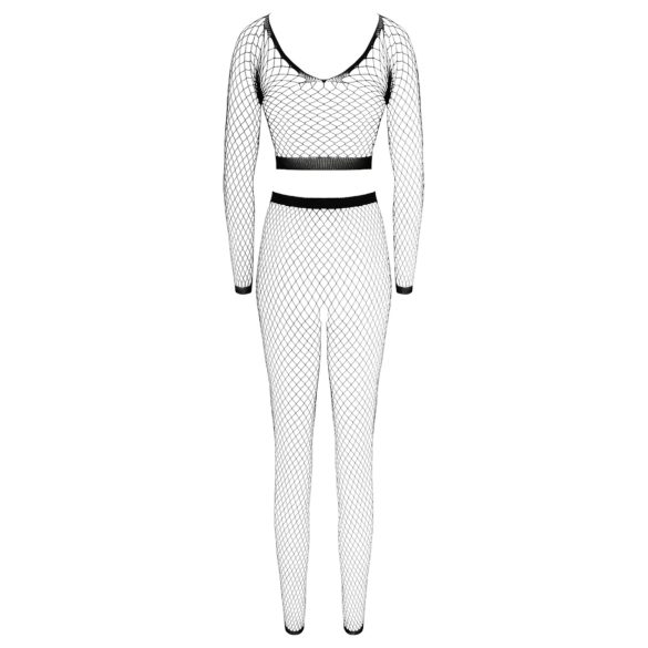 Cottelli - conjunto lencería manga larga de red - negro - S-L