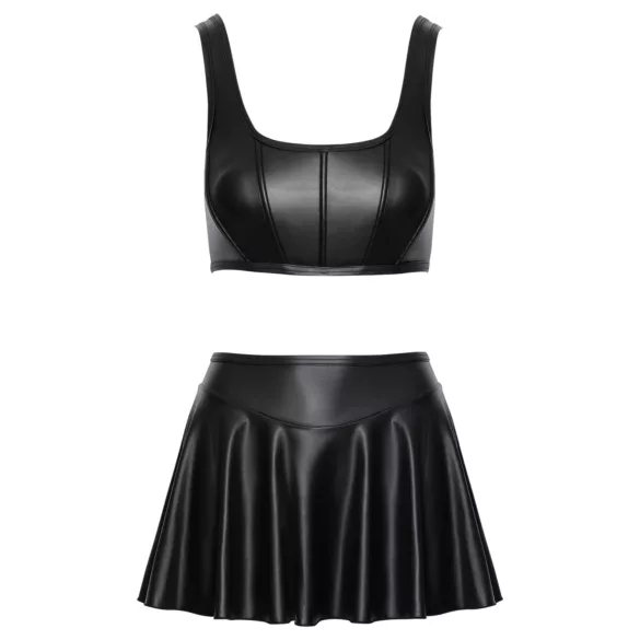 Cottelli - conjunto de top mate con cordones y minifalda (negro) - M
