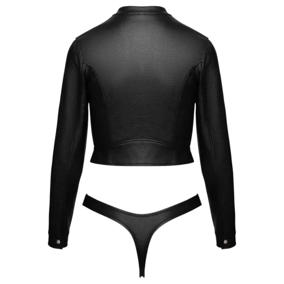 Cottelli - conjunto de chaqueta corta de cuero sintético y tanga (negro) - M