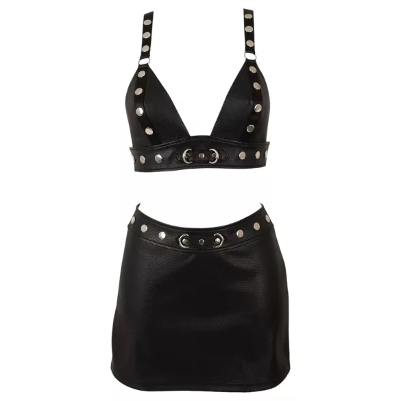 Cottelli - Conjunto de top y minifalda de cuero sintético (negro) - M