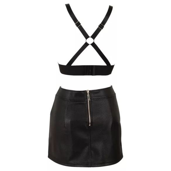 Cottelli - Conjunto de top y minifalda de cuero sintético (negro) - M