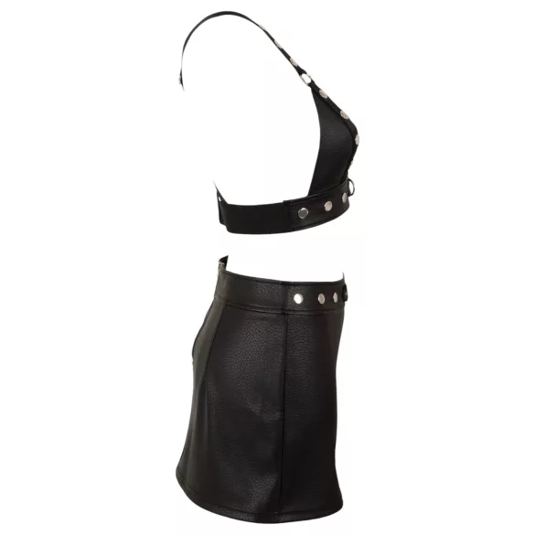 Cottelli - Conjunto de top y minifalda de cuero sintético (negro) - M