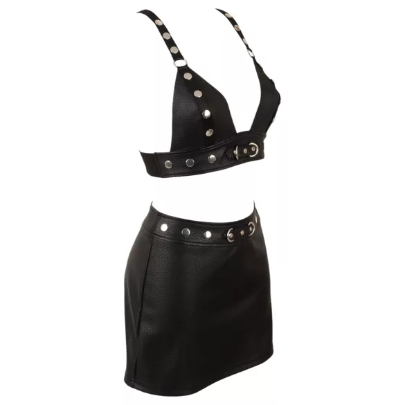 Cottelli - Conjunto de top y minifalda de cuero sintético (negro) - M