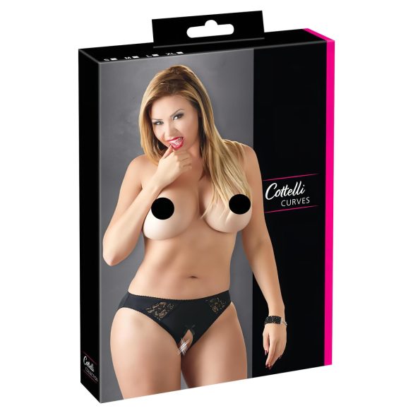 Cottelli Plus Size - encaje, bragas abiertas (negro) - XL