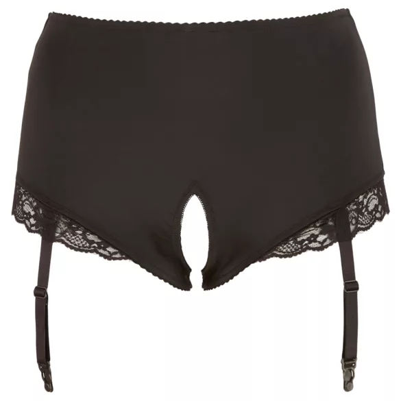 Cottelli Plus Size - panty abierto con liguero (negro) - 3XL