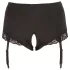 Cottelli Plus Size - panty abierto con liguero (negro) - 3XL