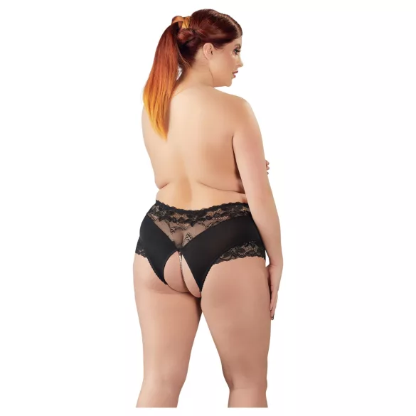Cottelli Plus Size - braga abierta con encaje y perlas - negro
