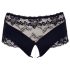 Cottelli Talla Plus - braga abierta de encaje con perlas (negra) - XL