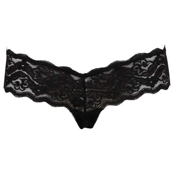 Cottelli - Tanga de encaje con perlas - negro