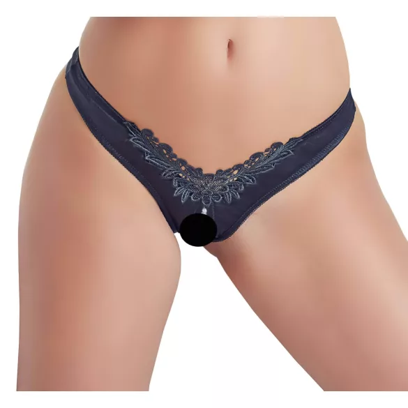 Cottelli - braga abierta con perlas y flores - negro