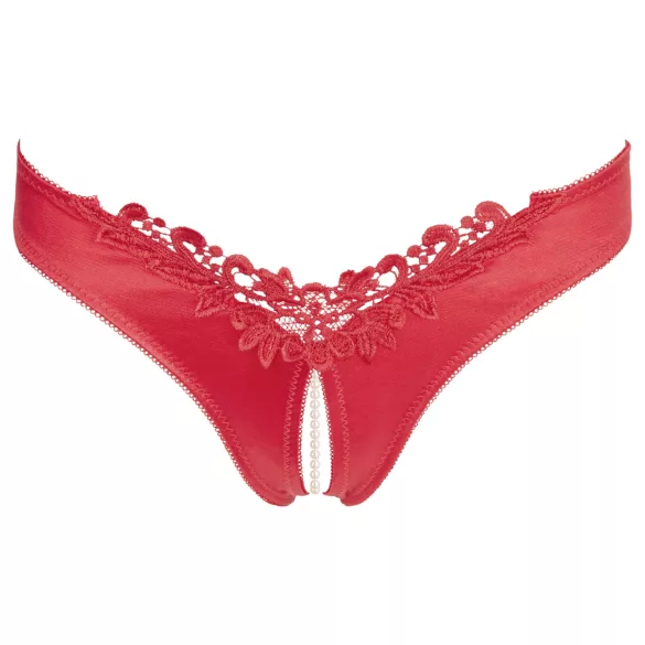Cottelli - bragas abiertas con perlas y flores - rojo