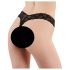 Cottelli - tanga de encaje con perlas dobles (negro) - L