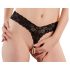 Cottelli - tanga de encaje con perlas dobles (negro) - L