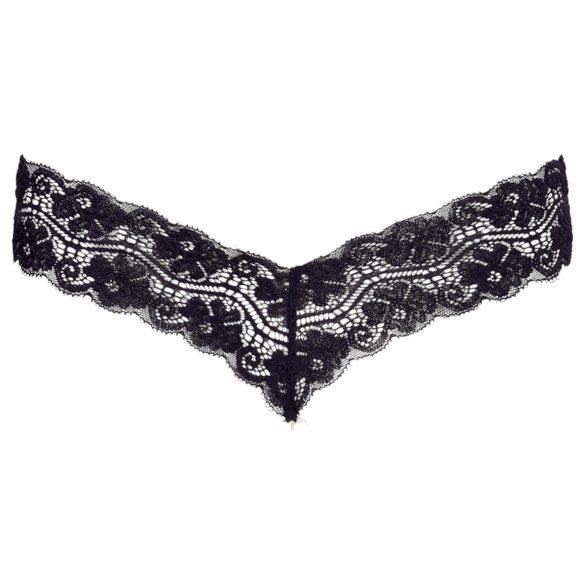 Cottelli - tanga de encaje con doble perla - negro - XL
