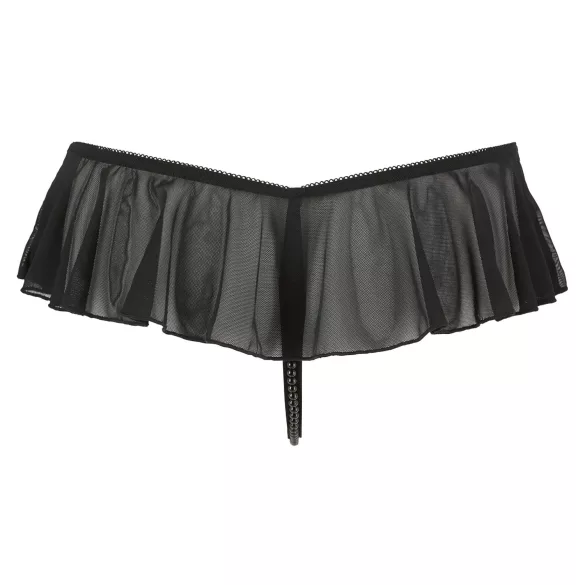 Cottelli - tanga abierto con perlas y volantes - negro - M