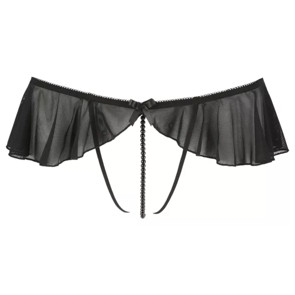 Cottelli - tanga abierto con perlas y volantes - negro - L