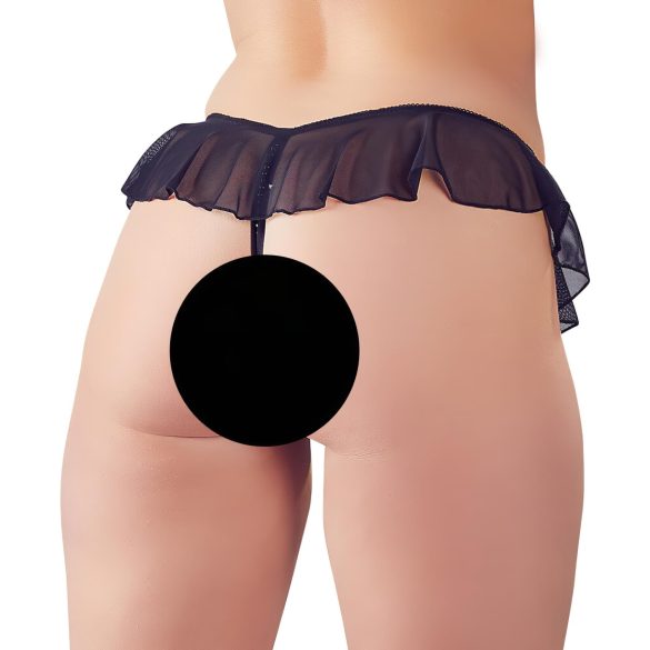 Cottelli - tanga abierto con perlas y volantes - negro - XL