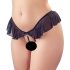 Cottelli - tanga negro con perlas y volantes abiertos - XL