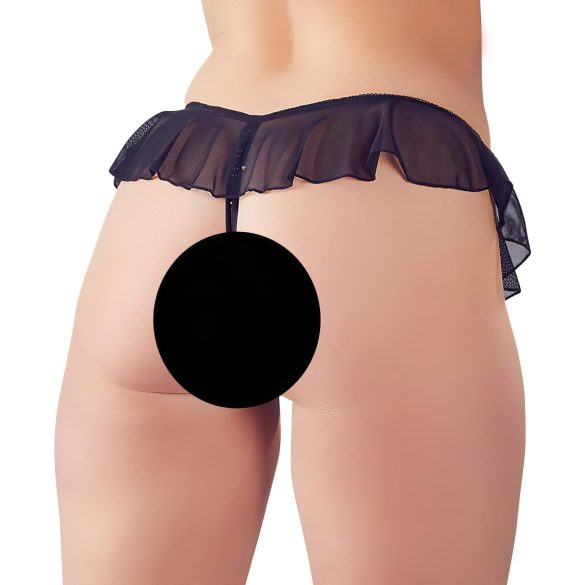 Cottelli - tanga abierto con perlas y volantes - negro - XL