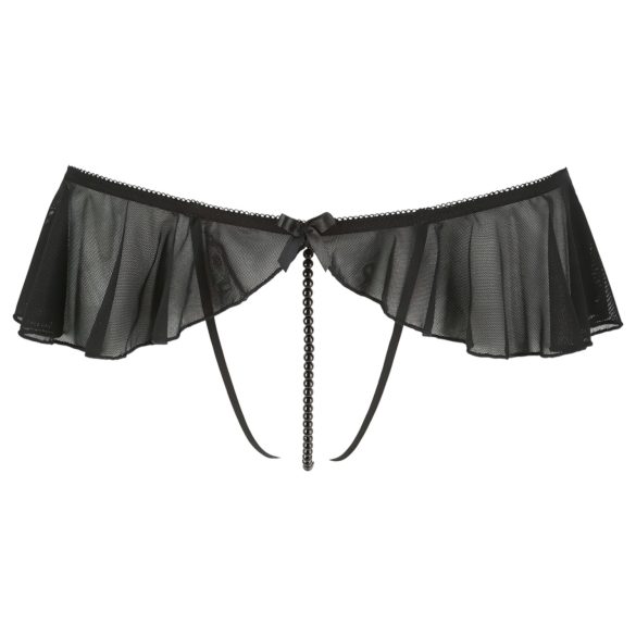 Cottelli - tanga abierto con perlas y volantes - negro - XL