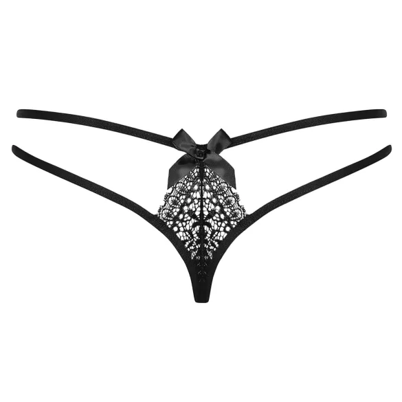 Obsessive Intensa - tanga de encaje con doble tirante - negro