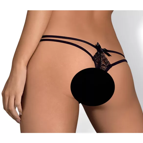 Obsessive Intensa - tanga de encaje con doble tirante - negro