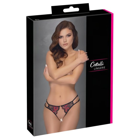 / Cottelli - braguitas femeninas negras con rosas, diseño abierto - (S-L)