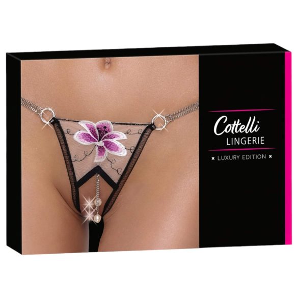 Cottelli - tanga lujo lilio bordado (negro-blanco)