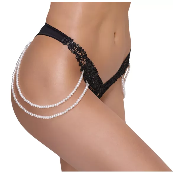 Cottelli - lujoso tanga bordado con perlas (negro)