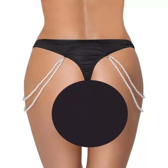 Cottelli - lujoso tanga bordado con perlas (negro)