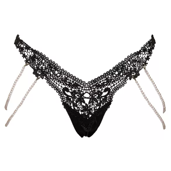Cottelli - lujoso tanga bordado con perlas (negro)