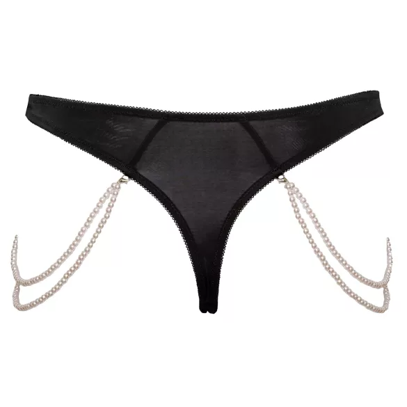 Cottelli - lujoso tanga bordado con perlas (negro)