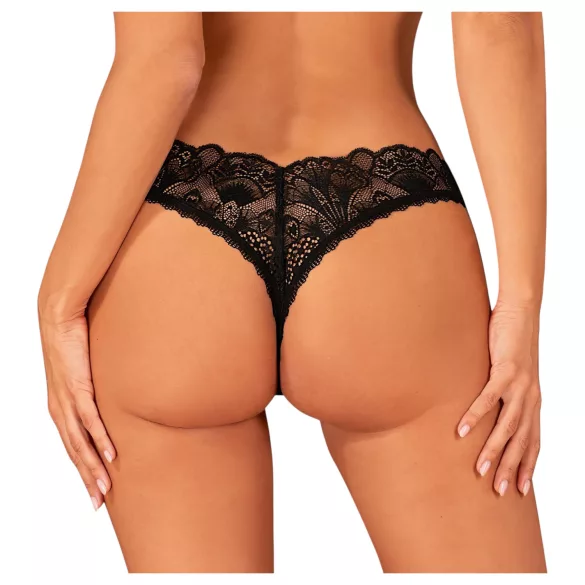 Obsessive - tanga abierto de encaje - negro