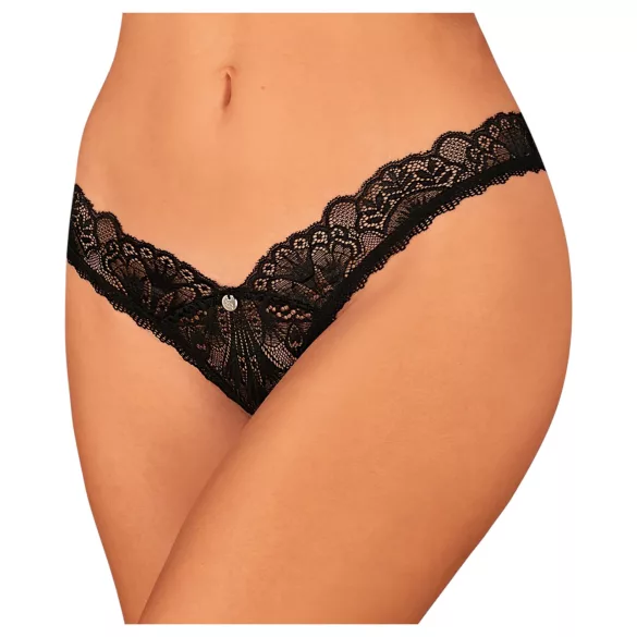 Obsessive - tanga abierto de encaje - negro - XL/XXL