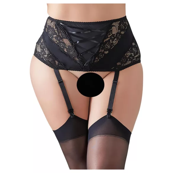 Cottelli Plus Size - liguero encaje con cintas - negro - 4XL