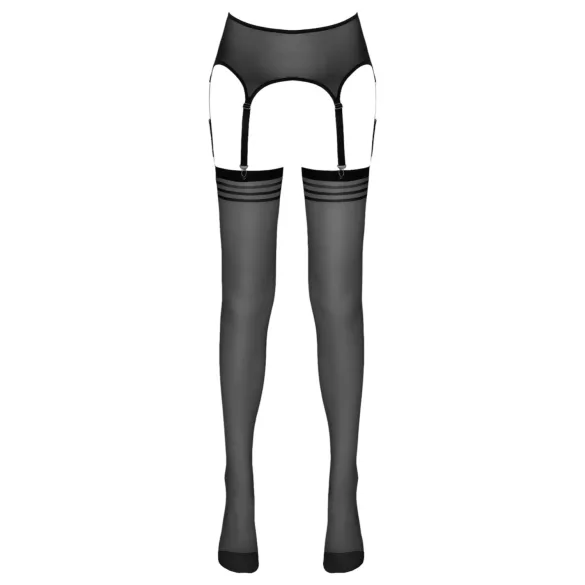 NO:XQSE - medias con liguero - rayadas - negro - L/XL