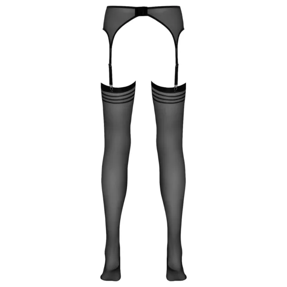 NO:XQSE - medias con liguero - rayadas - negro - L/XL